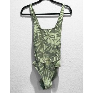 NWT Land’s End One Piece Swimsuit Size S Belted Tropical Green Adjustable Straps